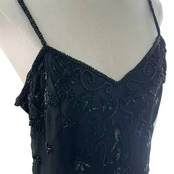 Scala Dresses & Skirts - Scala Women Medium Dress Black Silk Bead Cocktail Prom Vintage Old Money Classic